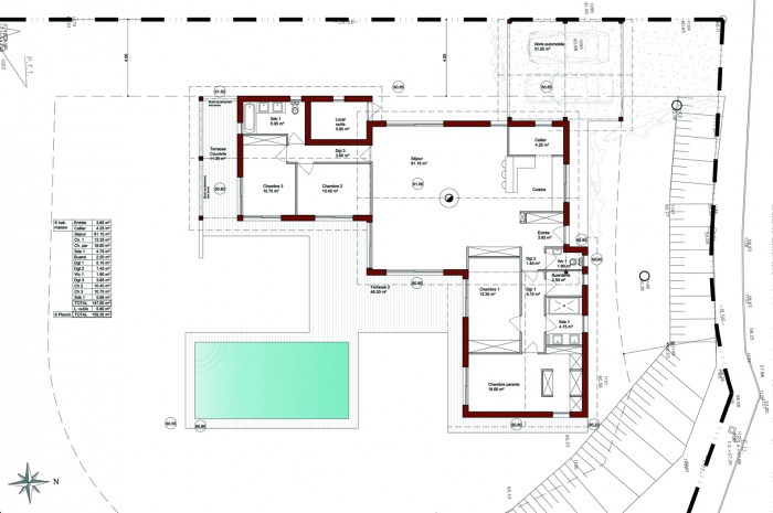 Maison  ossature bois : plan rdc aps 4 volpi