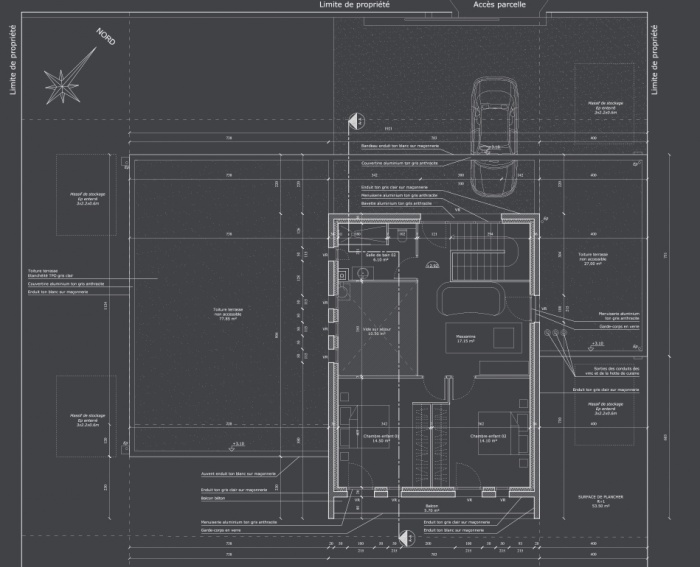 Maison aux lignes contemporaines : Plan R+1